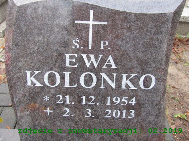 Ewa Kolonko 1954 Siemianowice Śląskie - Grobonet - Wyszukiwarka osób pochowanych