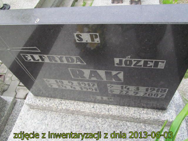 Józef Rak 1918 Siemianowice Śląskie - Grobonet - Wyszukiwarka osób pochowanych
