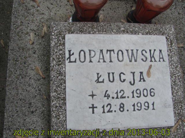 Łucja Łopatowska 1906 Siemianowice Śląskie - Grobonet - Wyszukiwarka osób pochowanych