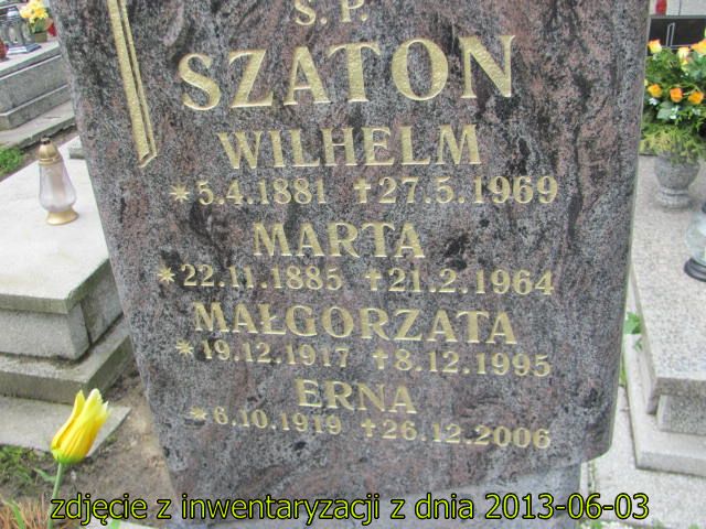 Małgorzata Szaton 1917 Siemianowice Śląskie - Grobonet - Wyszukiwarka osób pochowanych